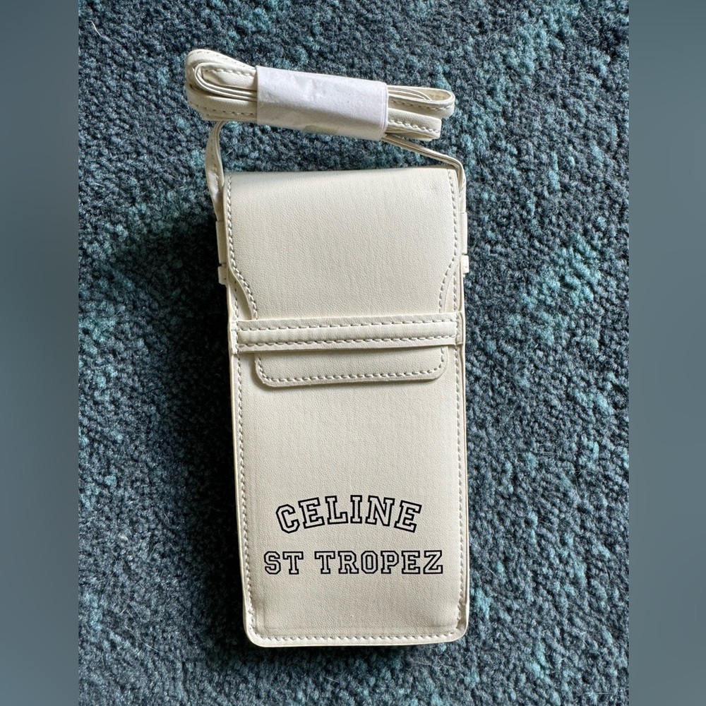NWOT Celine St. Tropez White Leather Phone Pouch